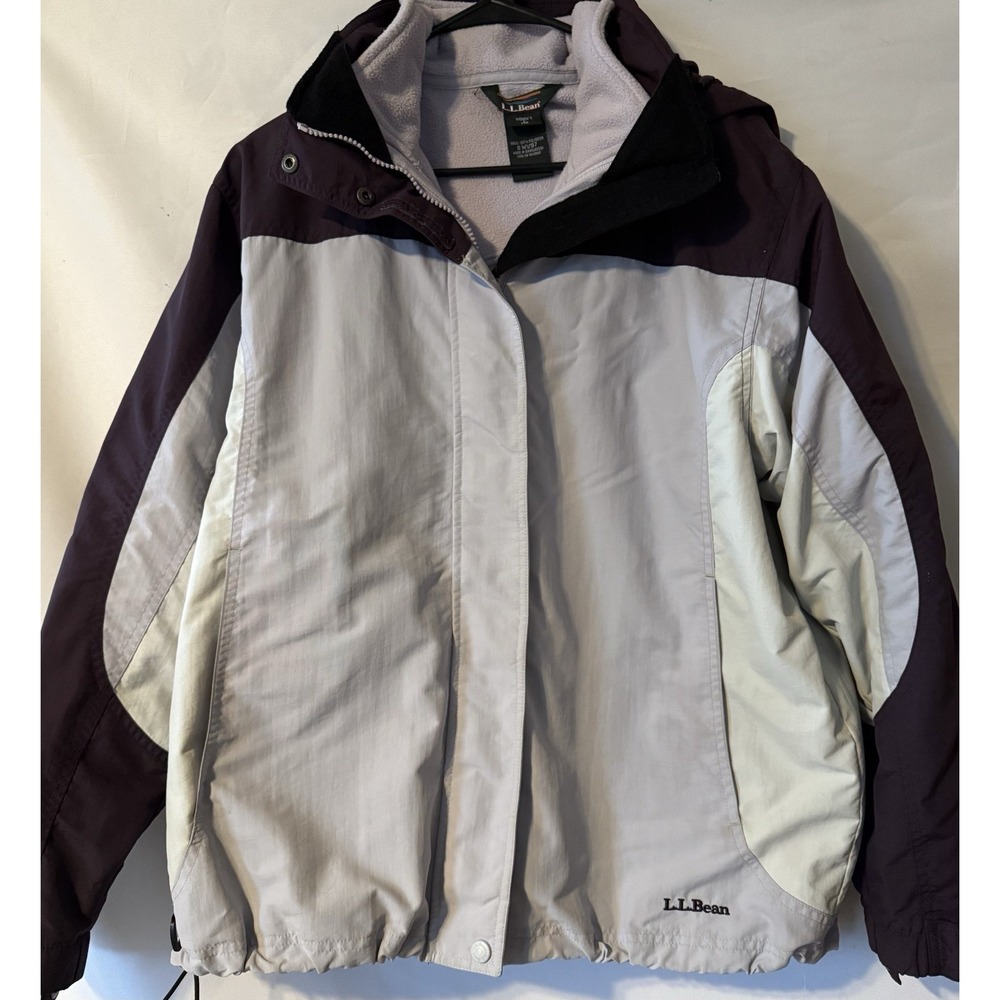 L.L. Bean Women's Coat Purple/gray Hooded Sz Large 2 In 1